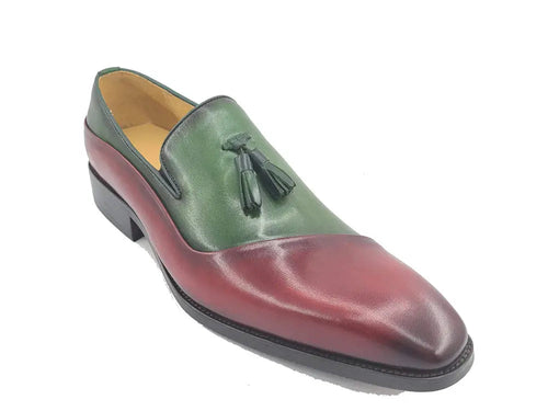 Mens Two-Tone Leather Tassel Loafer