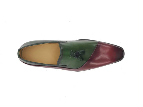Mens Two-Tone Leather Tassel Loafer