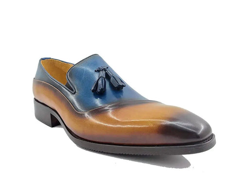 Mens Two-Tone Leather Tassel Loafer