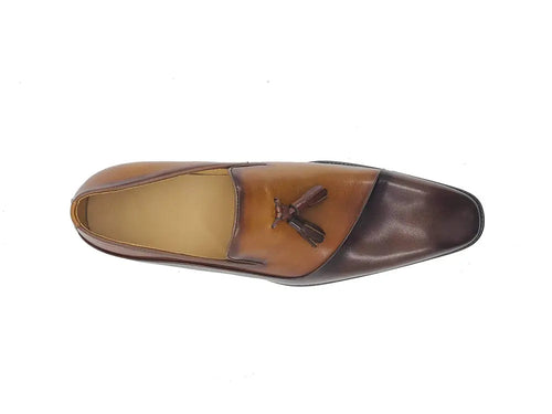 Mens Two-Tone Leather Tassel Loafer