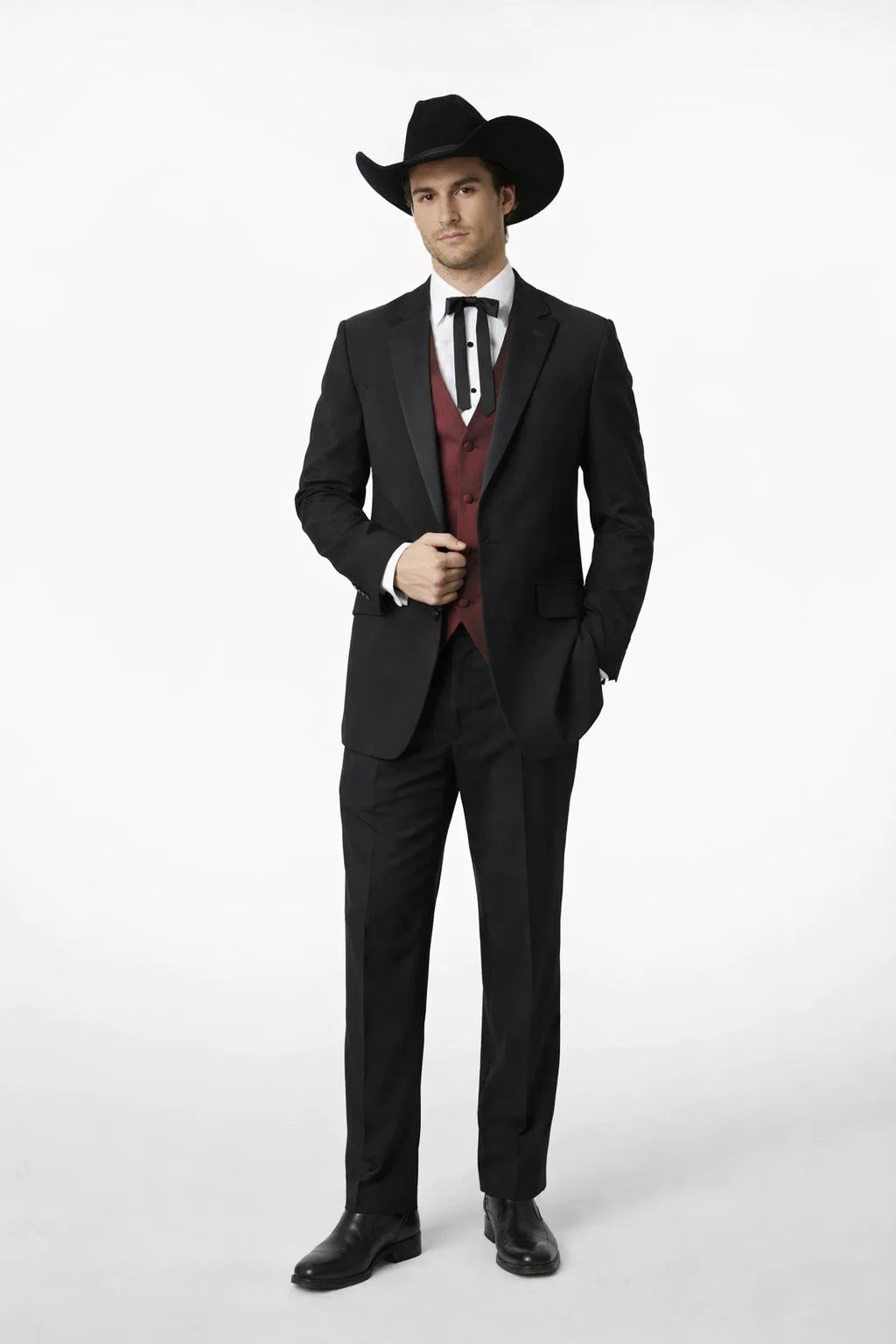 Two Button Peak Western Black