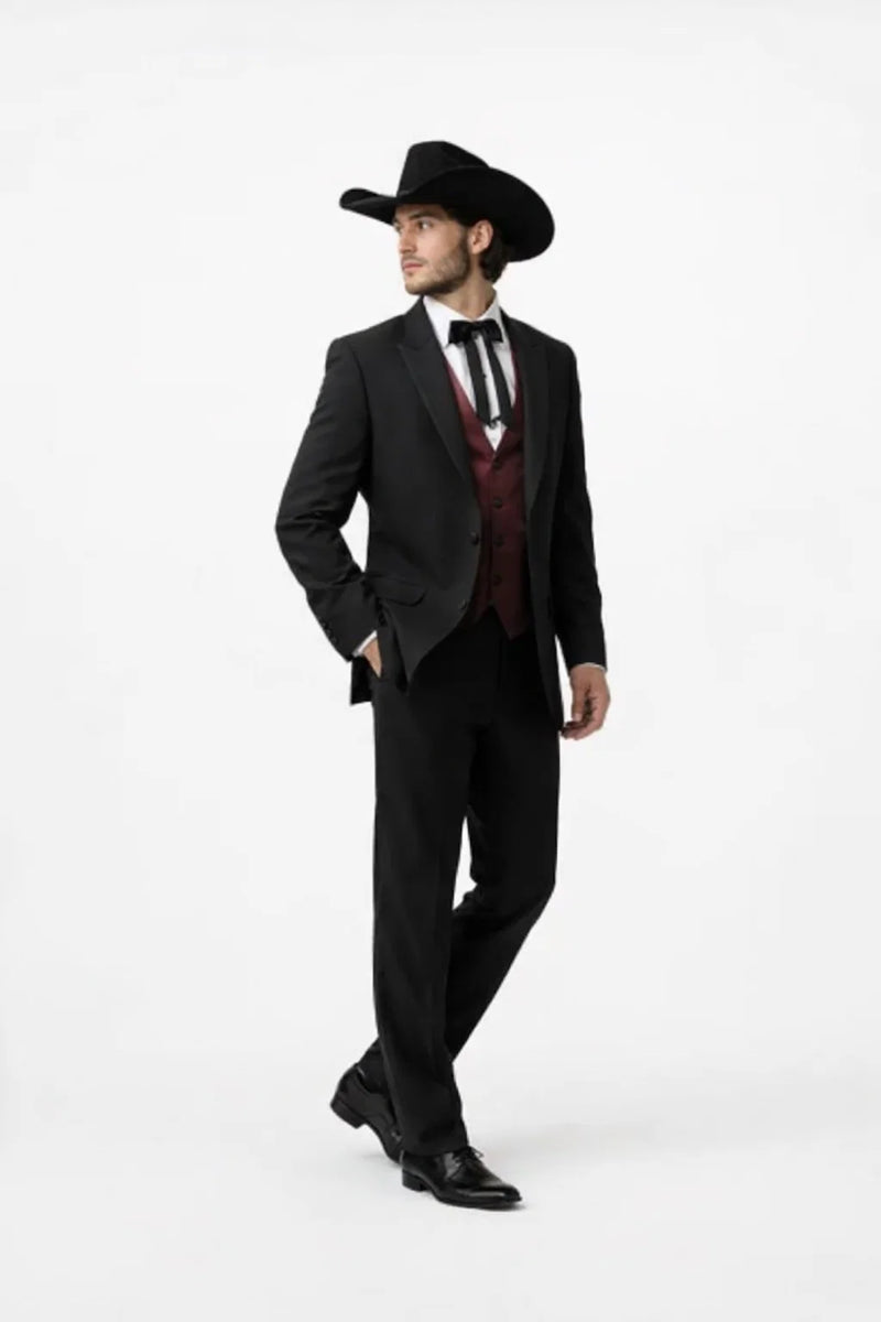 Two Button Peak Western Black