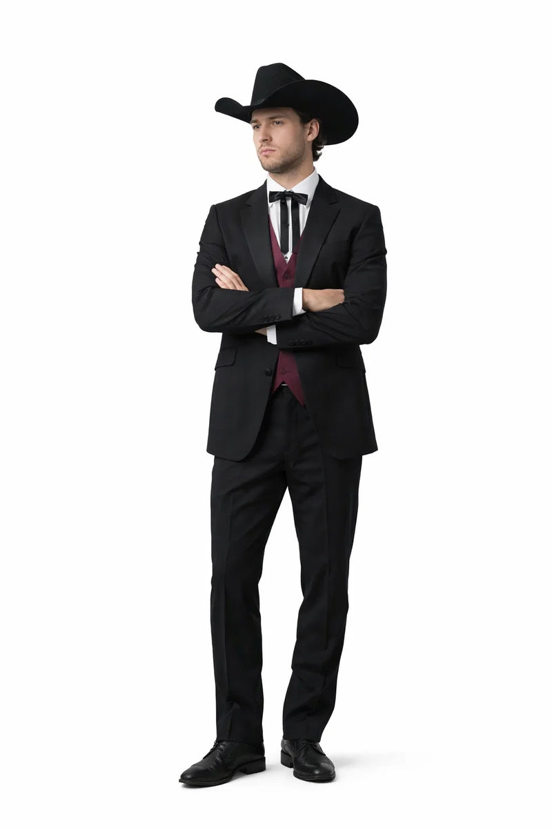Two Button Peak Western Black
