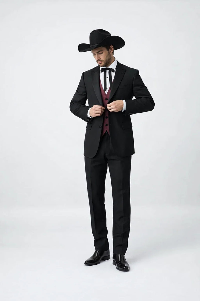Two Button Peak Western Black