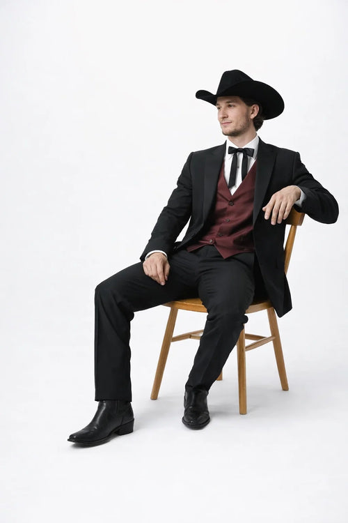 Two Button Peak Western Black