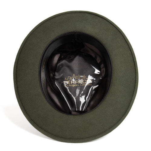 Mens Classic Wool Fedora Dress Hat in Olive Green