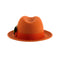 Mens Narrow Brim Crushable Wool Dress Hat Trilby Fedora in Orange Rust
