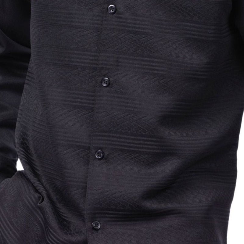 Black Tone-on-Tone Long Sleeve 2-Piece Walking Suit by Montique
