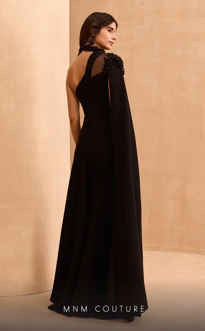 MNM Couture V02037A Black Evening Gown with Intricate Detailing