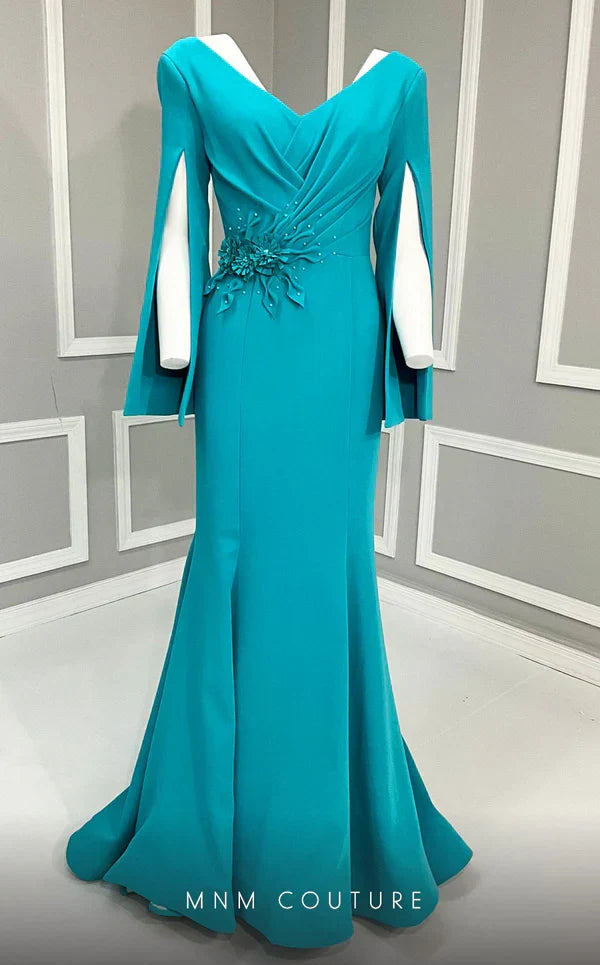 MNM Couture V02044 Mustard Evening Gown with Intricate Detailing