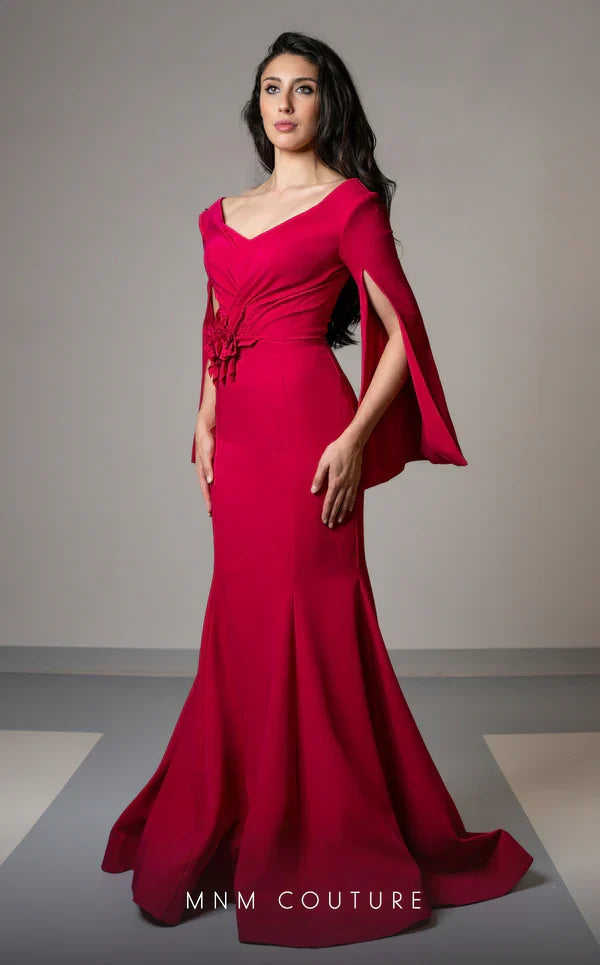 MNM Couture V02044 Mustard Evening Gown with Intricate Detailing