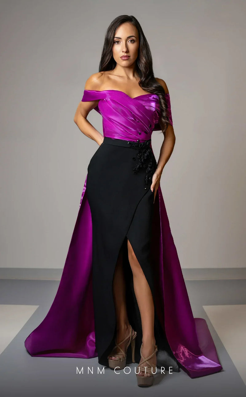 MNM Couture V07441 Black-Lime Evening Gown