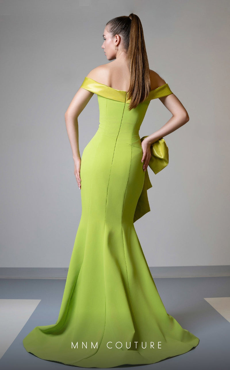 MNM Couture V07546 Lime Off-Shoulder Mermaid Gown