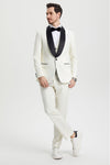 Mens Stacy Adams Suit - Stacy Adams Suit Men's Designer Tuxedo - Ivory, Vested One Button Shawl Lapel