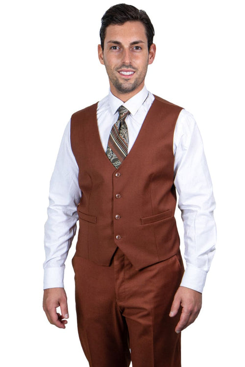 "Mens Stacy Adams Suit - Stacy Adams Suit Men's Two Button Vested Basic Suit - Brown"