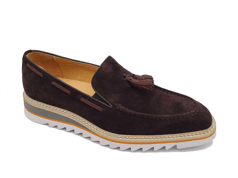 Carrucci Venetian Suede Loafer with Calfskin Tassel