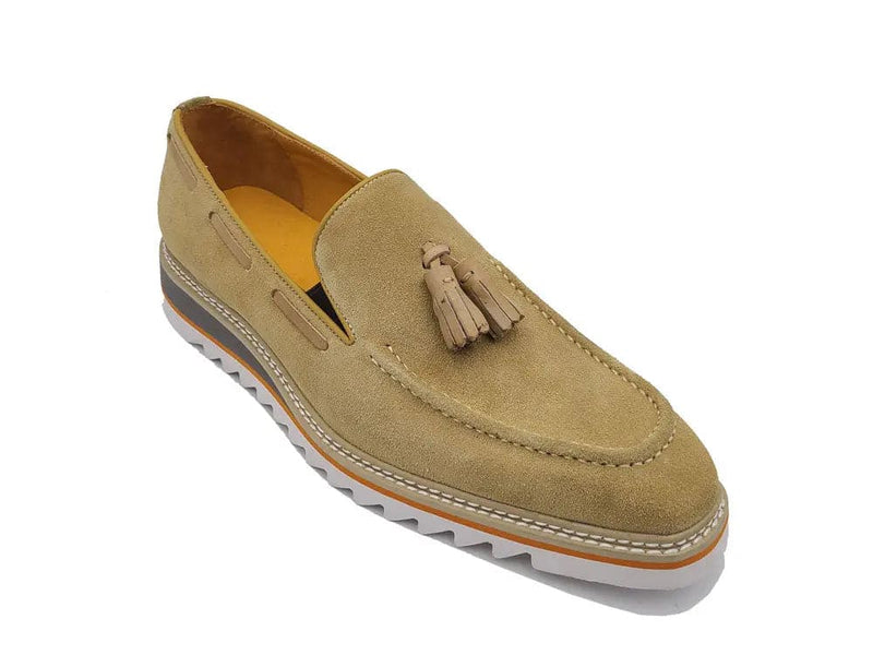 Carrucci Venetian Suede Loafer with Calfskin Tassel