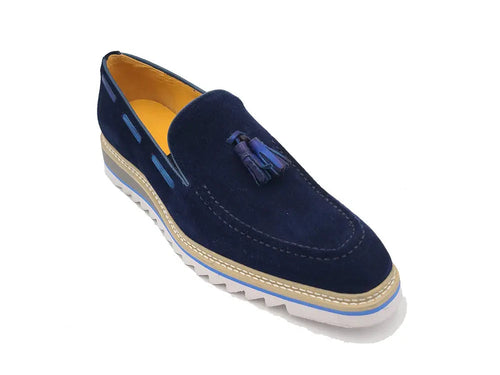 Suede Venetian Loafer with Leather Tassel