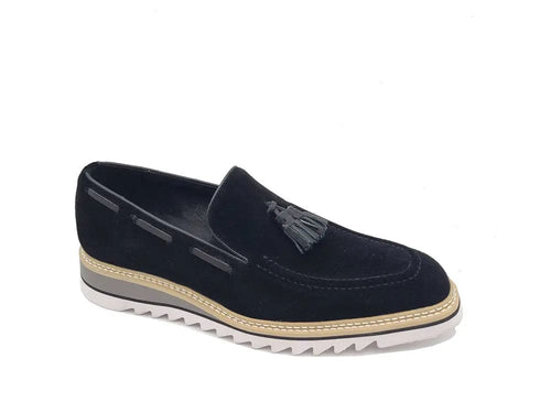 Suede Venetian Loafer with Leather Tassel