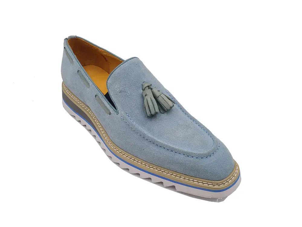 Suede Venetian Loafer with Leather Tassel