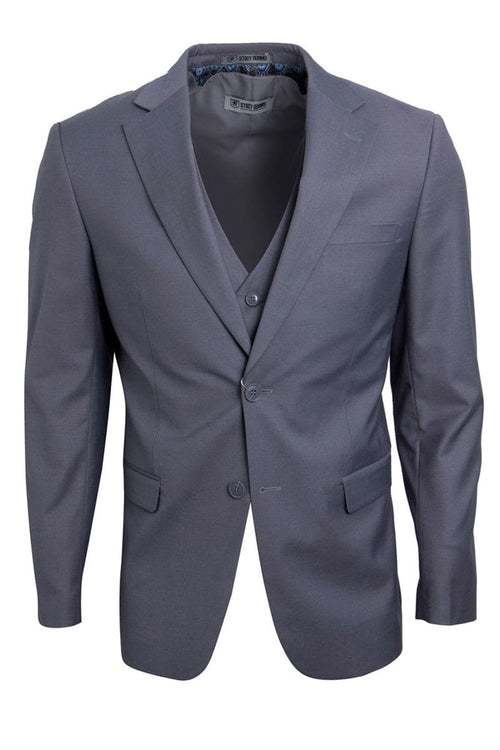 "Mens Stacy Adams Suit - Stacy Adams Suit Men's Two Button Vested Basic Suit - Medium Grey"