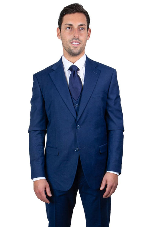 Mens Stacy Adams Suit - Stacy Adams Suit Men's Two Button Vested Basic Suit in Indigo Blue