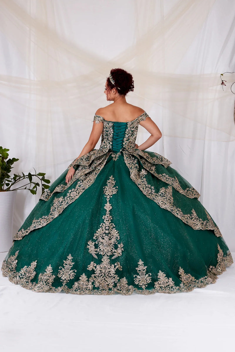 Applique Off-Shoulder Quinceanera Dress Layered Embroidered Ball Gown by Calla WB-20525