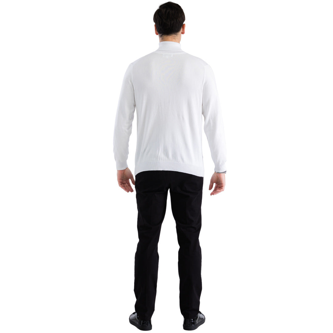 MENS WHITE PULLOVER TURTLENECK SWEATER