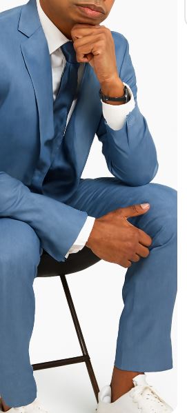 Sharkskin Textured 3-Piece Steel Blue - Dusty Blue Suit