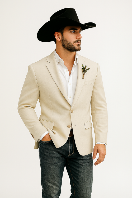 Light Tan Western Blazer - Sand Color