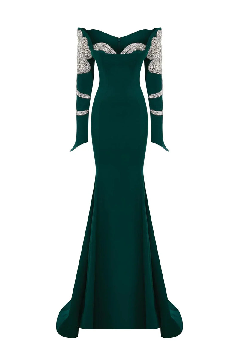Fouad Sarkis 2858 Strapless Mermaid Gown with Tassel Embellishments
