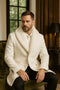 Mens White Wool Overcoat with Plush Faux Fur Shawl Collar – Alberto Nardoni Formal Winter Coat