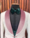 White and Rose Gold Tuxedo Suit - Wedding Groom Vested Suit