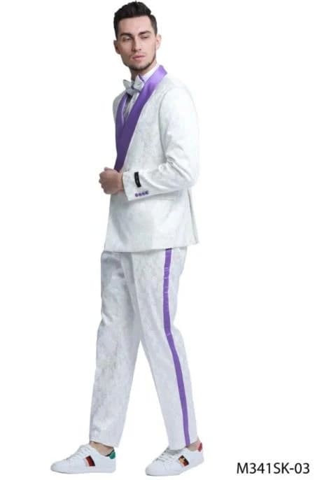 Custom prom suit, white/purple main image 0