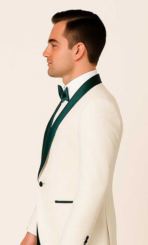 White and Hunter Prom Tuxedo - Wedding Suit - Groom tuxedo Suit