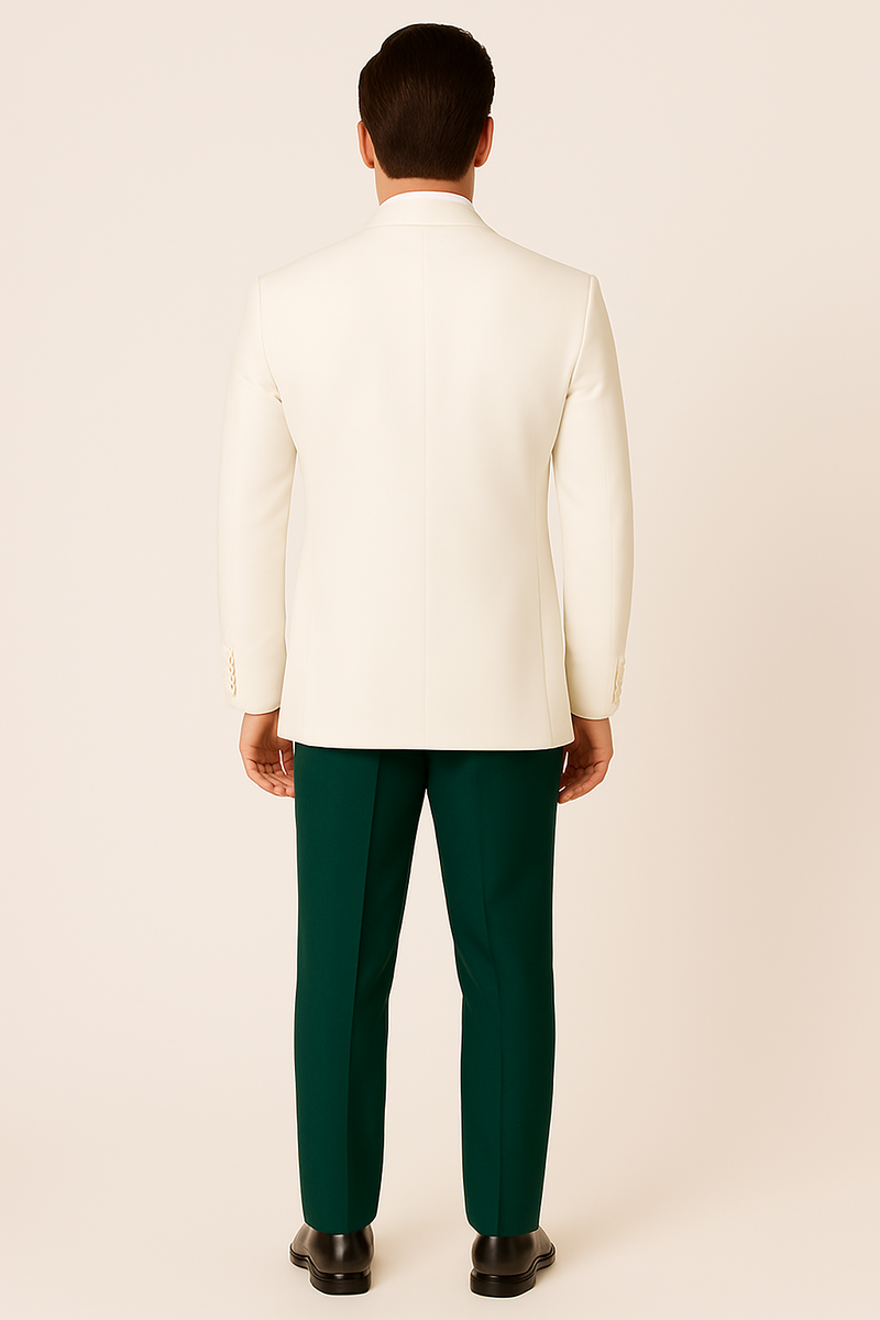 White and Hunter Prom Tuxedo - Wedding Suit - Groom tuxedo Suit
