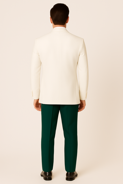 White and Hunter Prom Tuxedo - Wedding Suit - Groom tuxedo Suit