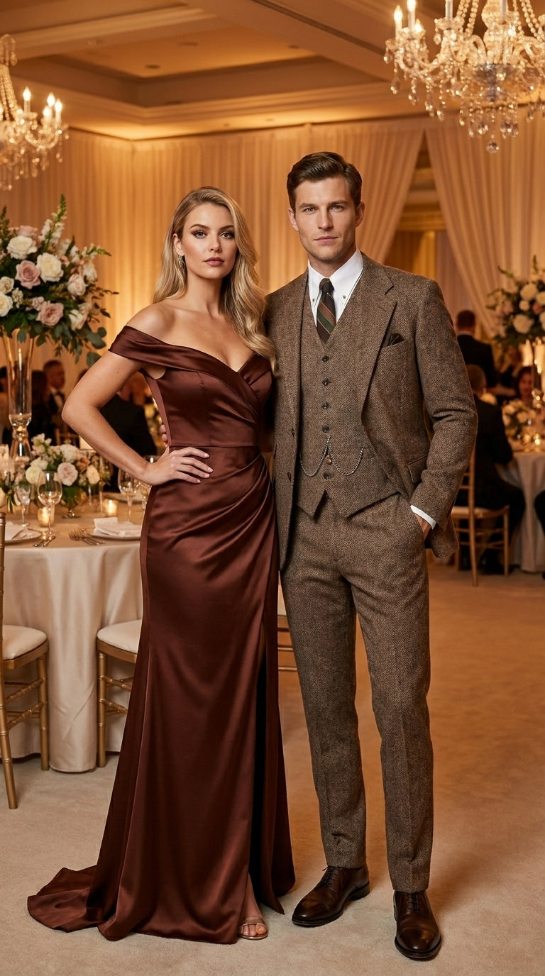 Men’s Great Gatsby Costume Package, Brown 1920s Suit with Vest, Pants, Shirt and Tie