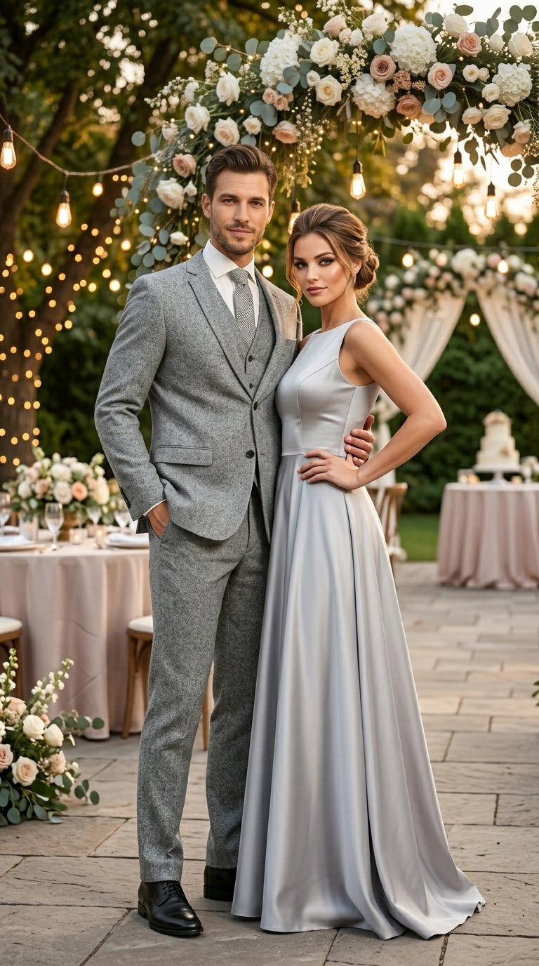 Mens Grey Tweed Three Piece Suit Vintage British Fabric Slim Fit Wedding & Business Wear