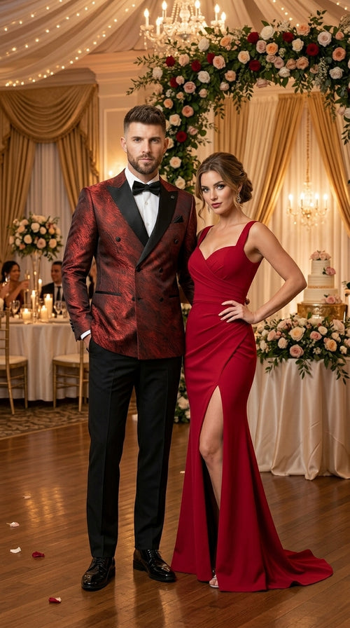 Stacy Adams Men’s High Fashion Pattern Sport Coat, Hybrid Fit Formal Blazer in Red, Silver, Bronze and Purple