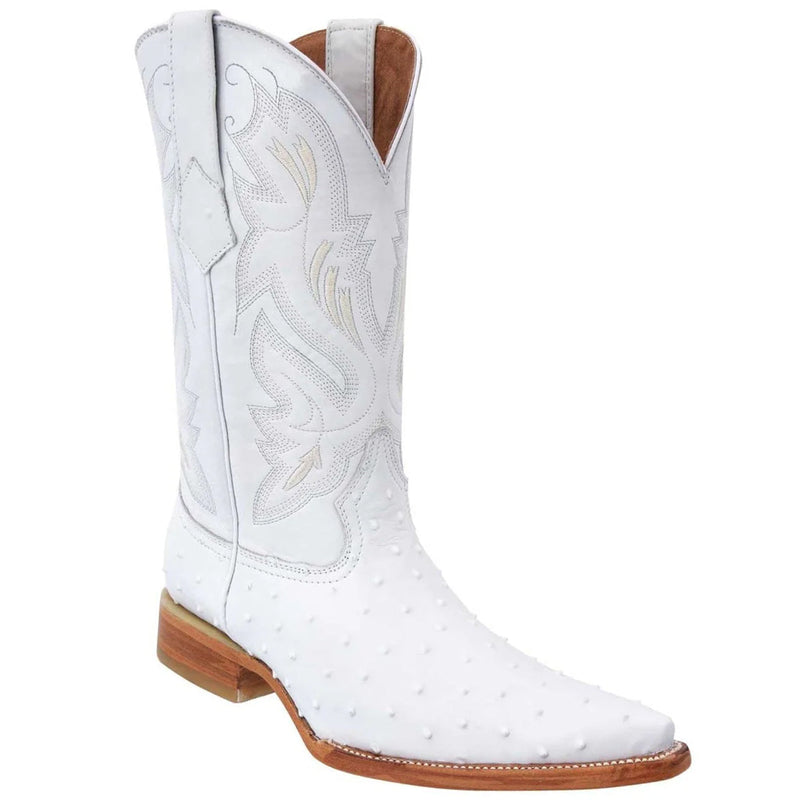 White Ostrich Print Western Boots Pointy Toe Pointed Toe