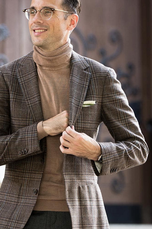 Mens Turtleneck With Blazer Brown Blazer