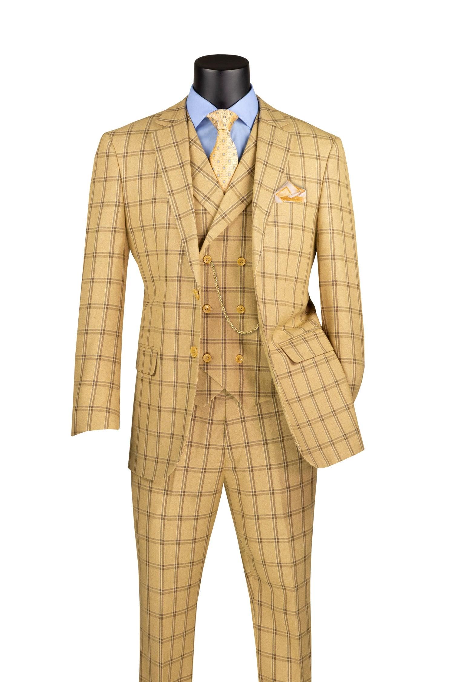 La Scale Collection-Windowpane Three Piece Suit - Teal by Vinci main image 1