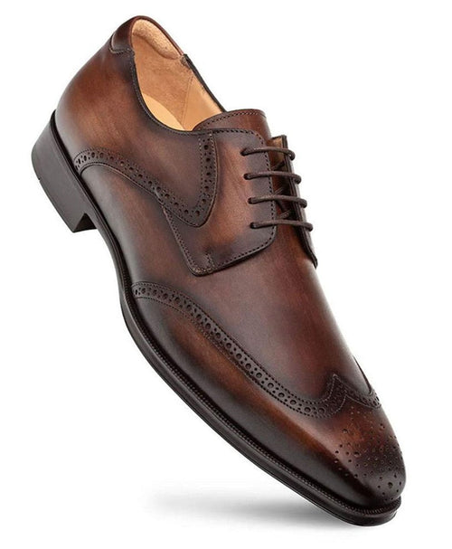 Mezlan Men's Wingtip Oxford Dress Shoe Brown Tasso