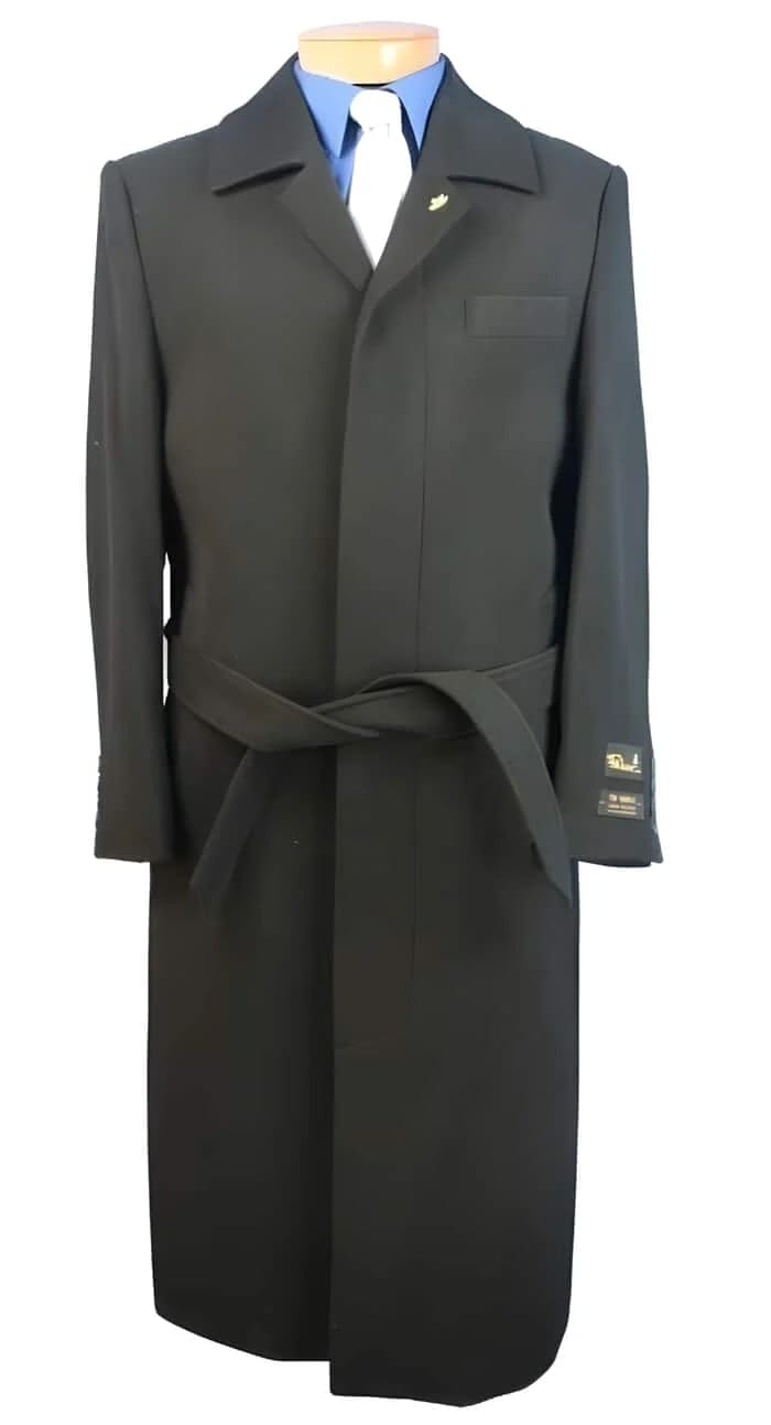 Mens Black Overcoat - Aero Dark color black Full Length Wool fabric Blend Long men's Dress Topcoat - Winter coat men's Overcoat