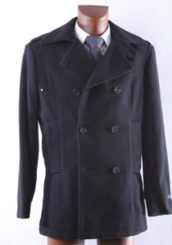 Mens Black Overcoat - 9901 Double Breasted Dark color black Wool fabric Winter OverCoat