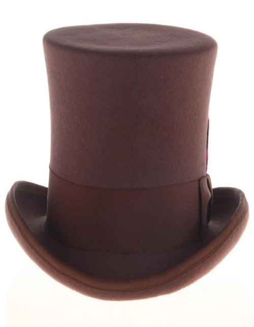 Brown Dress Hat 1920s Fedora Style - Men's Tall 100% Wool Dress Top Hat in Brown