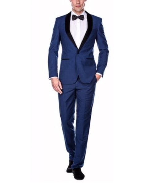 Blue suit black lapel - Black and Blue Suit – AlbertoNardoniStore