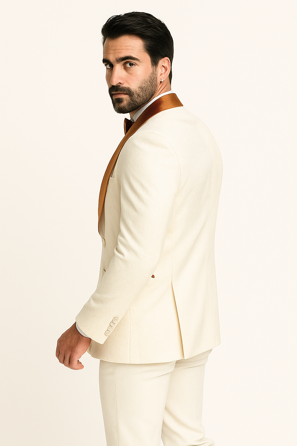 York Slim Fit Tuxedo Suit ( White & Orange )