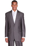 "Sharkskin Charcoal Grey Suit - Men's 2 Button Diagonal Shiny"